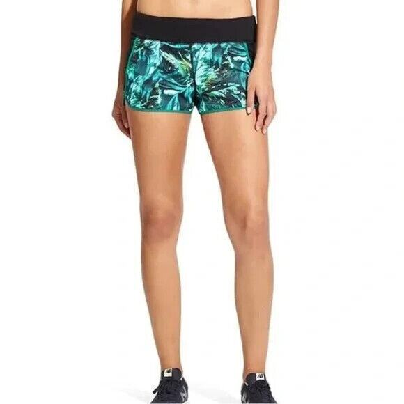 ATHLETA Running Gym Workout Shorts Tropical Print, Lined w zip Pocket Size L - Picture 1 of 7